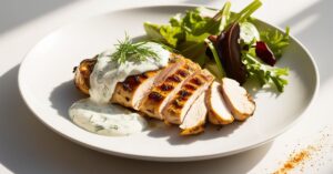 Almoço de Domingo: Frango com molho de iogurte e limão servido com cuscuz marroquino
