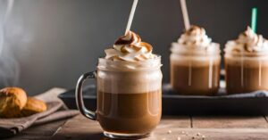 Coquetel de Amaretto com Café decorado com chantilly e amêndoas laminadas