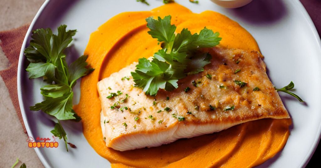 Filé de peixe assado com purê de batata-doce: um almoço saudável e simples para desfrutar