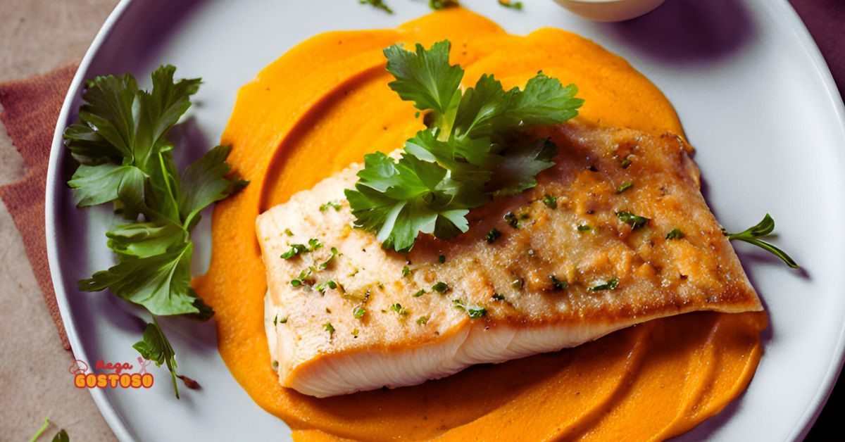 Filé de peixe assado com purê de batata-doce: um almoço saudável e simples para desfrutar