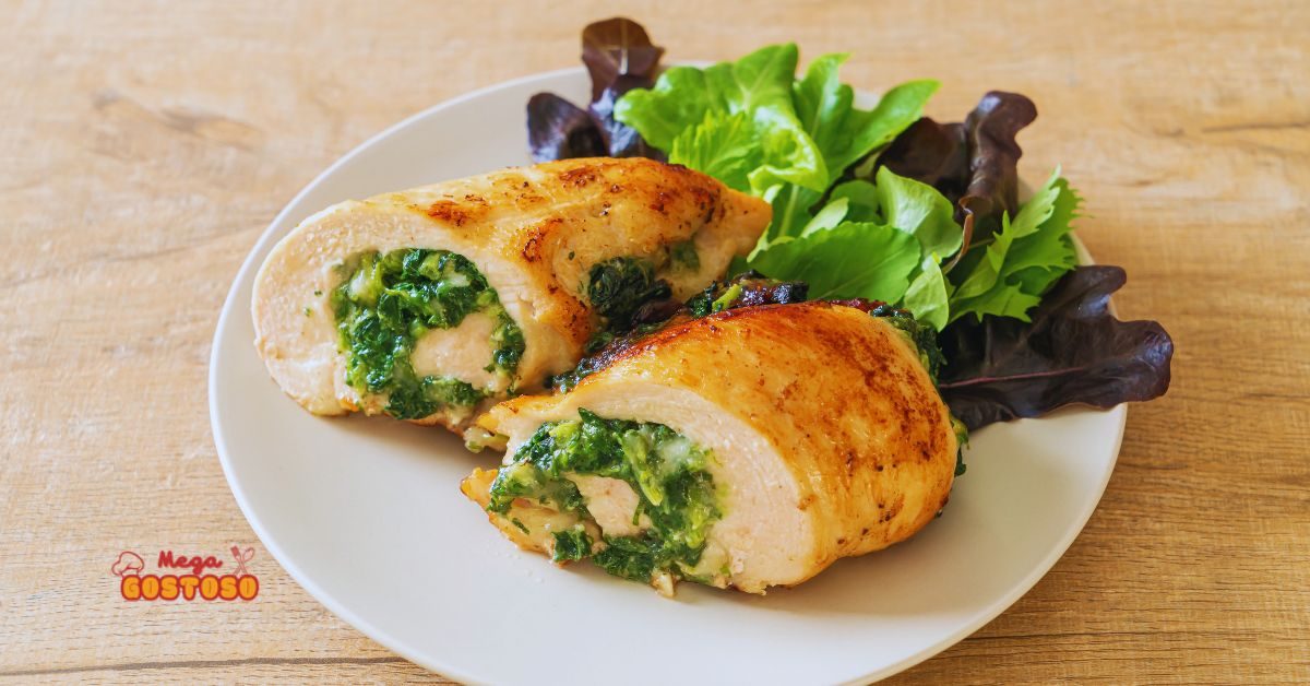 Frango recheado com queijo e espinafre